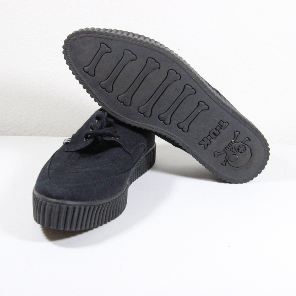T.U.K. Black Canvas Platform Creepers Pointed Toe